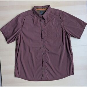 5.11 Tactical Red Button Down Short Sleeve Police Shirt Orange Pineapple Print